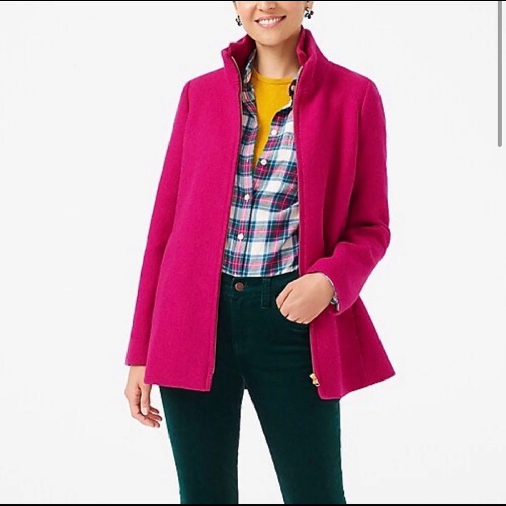 Pink J Crew Wool Coat